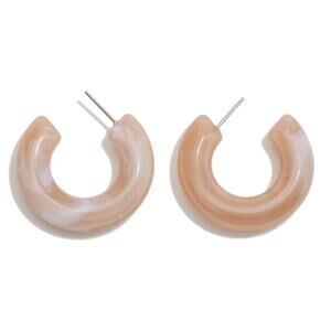 Marbled Acetate Hoop Earrings Taupe